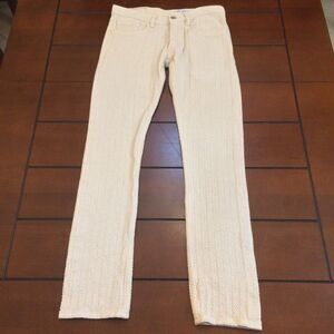 Gustin Cream Herringbone Chevron Textured 5-Pocket Pants Jeans 30
